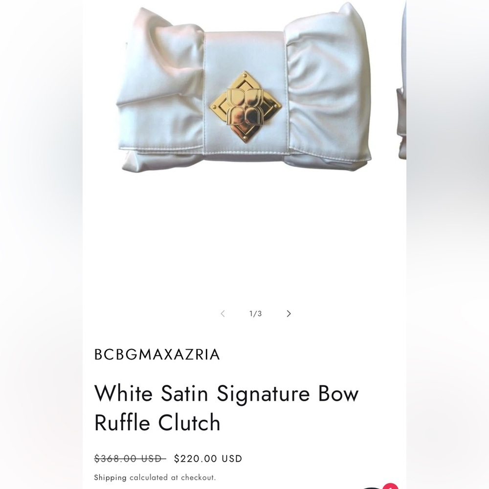 BCBG MAXAZRIA GOLD SATIN CLUTCH